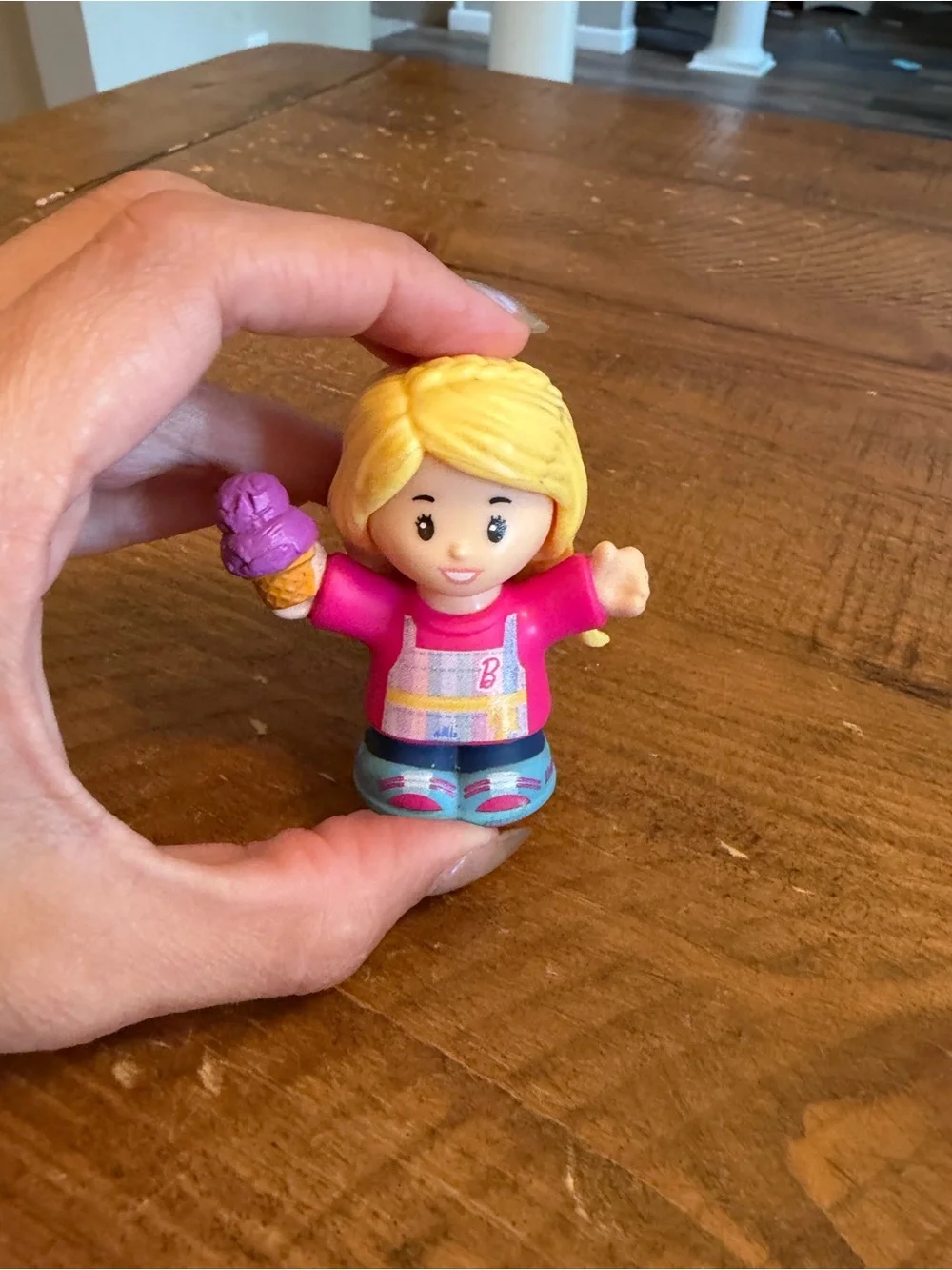 Fisher Price Little People Barbie with ice cream cone as is
